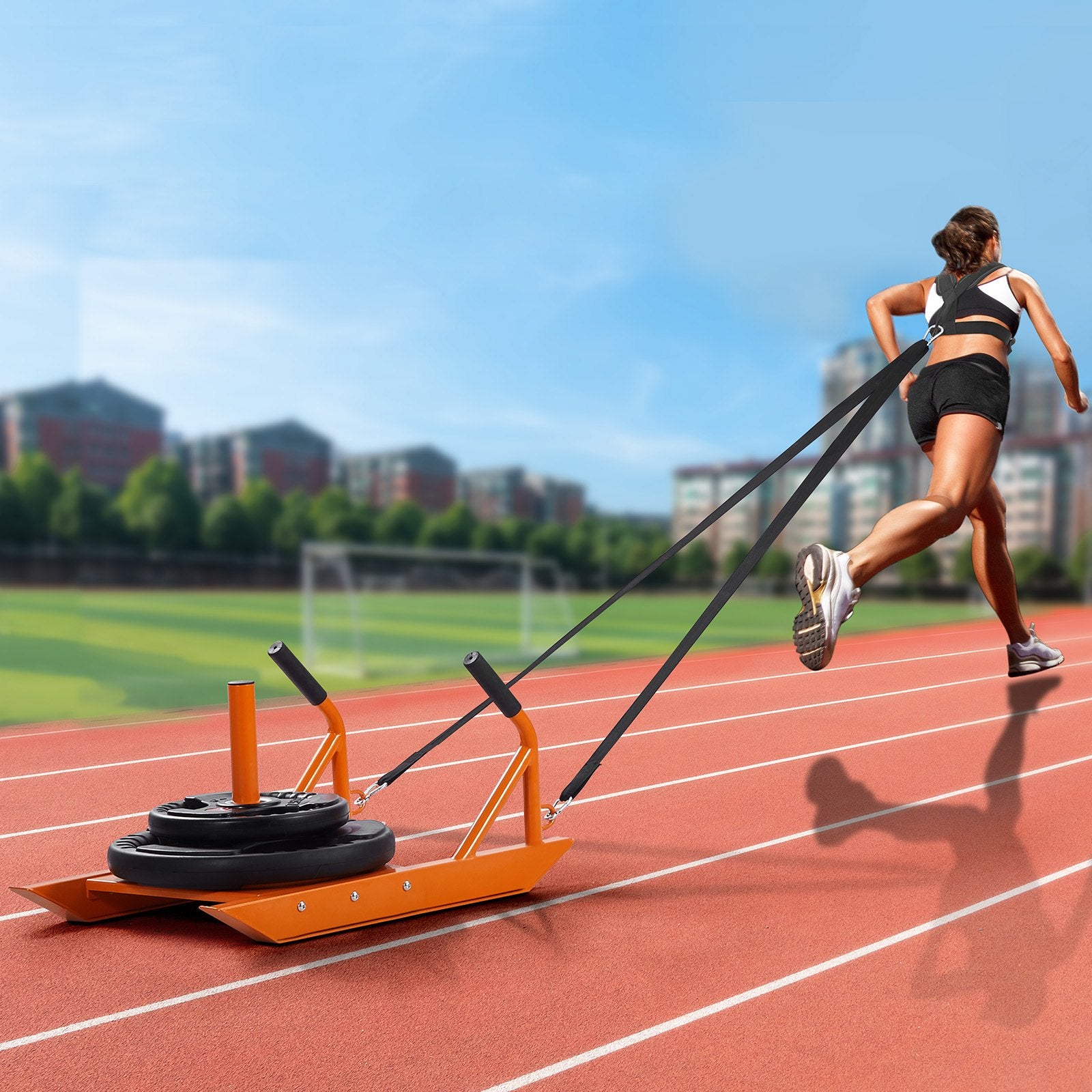 Gym Equipment & Accessories: VEVOR Weight Power Pull Push Sled Fitness Strength Speed Training Sled Orange