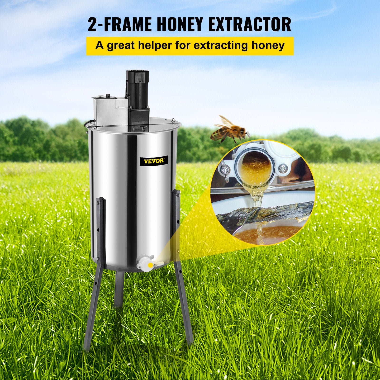 Farm Equipment: Vevor Brand New Large Two 2  Frame Stainless Steel  Electric Honey Extractor