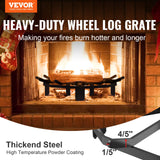 Fire Pit Accessories: VEVOR Log Grate, 27 inch Heavy Duty Wheel Fire Grate with 6 Support Legs, Solid Powder-coated Steel Bars, Log Firewood Burning Rack Holder for Wood Stove and Outdoor Camping Fire Pit