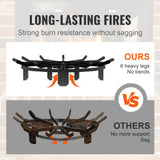 Fire Pit Accessories: VEVOR Log Grate, 27 inch Heavy Duty Wheel Fire Grate with 6 Support Legs, Solid Powder-coated Steel Bars, Log Firewood Burning Rack Holder for Wood Stove and Outdoor Camping Fire Pit