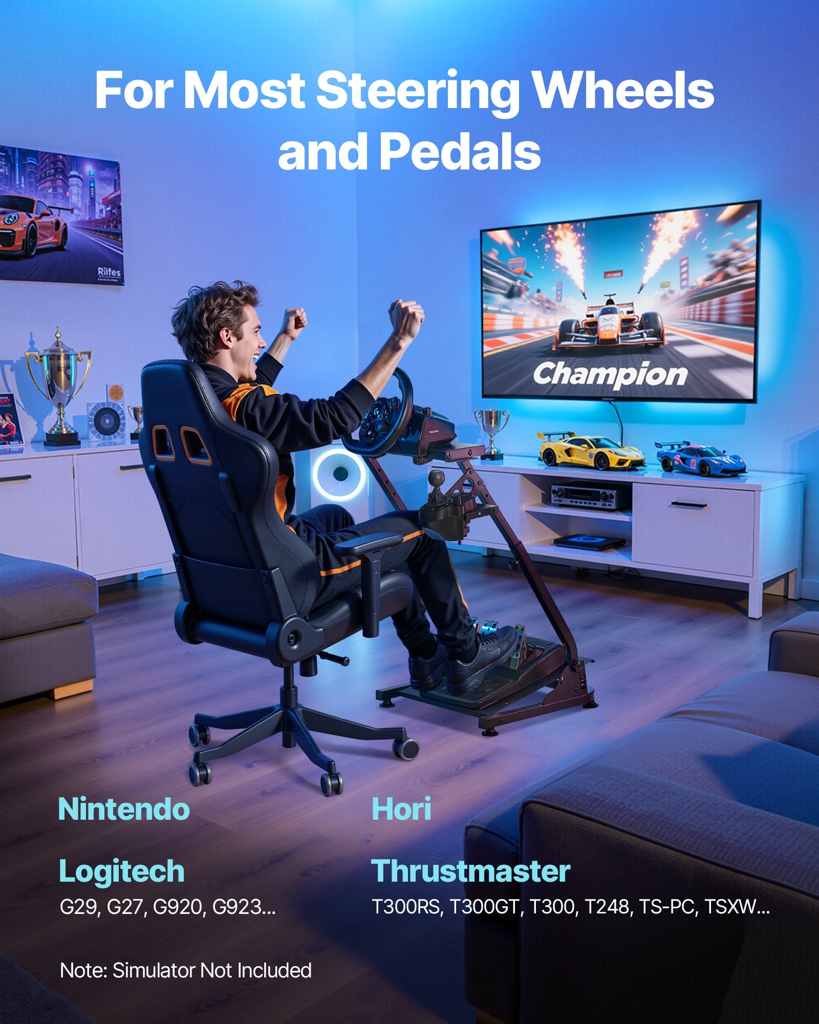 Basketball & Basketball Accessories: VEVOR Racing Wheel Stand, Adjustable & Foldable Simulator Stand for Logitech G29 G27 G920 G923, Thrustmaster T300RS T300GT T248 TS-PC TSXW Gaming Cockpit,Pedals Simulator NOT Included