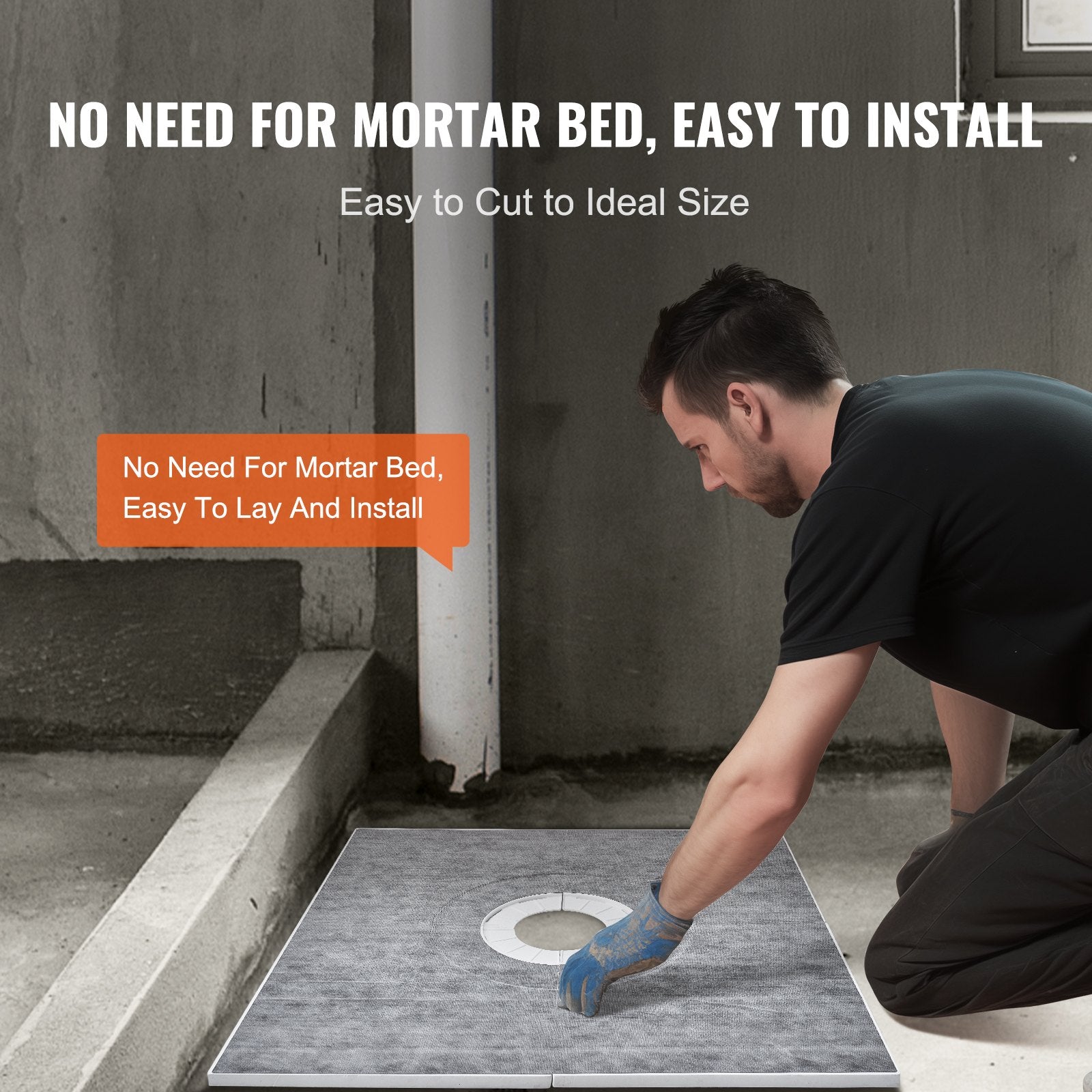 Kitchen & Bathroom DIY: VEVOR Shower Curb Kit, 914x914mm Shower Pan Kit with 160mm Central Drain, Lightweight EPS Shower Installation Kits with 2 Waterproof Cloths, Shower Pan Slope Sticks Fit for Bathroom