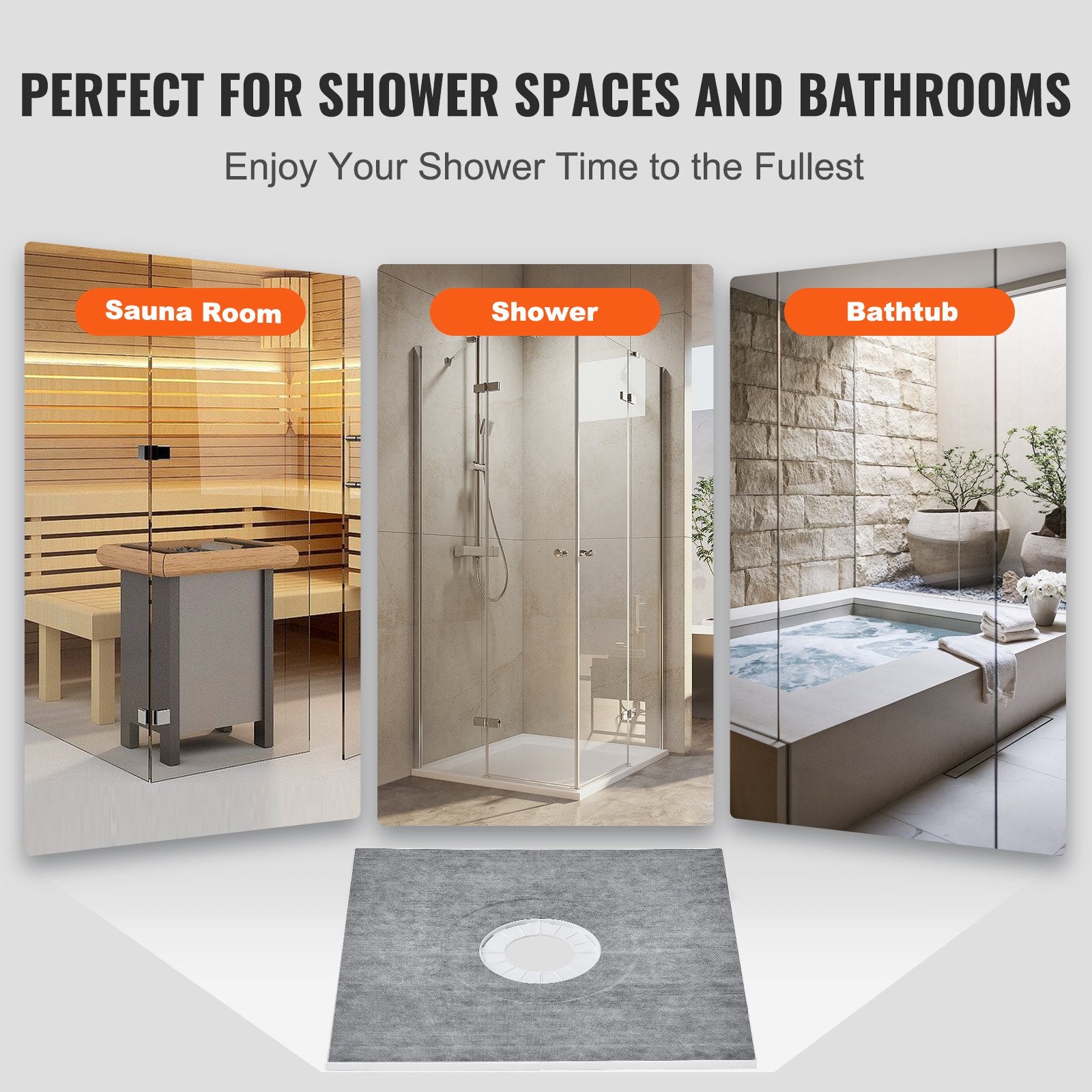Kitchen & Bathroom DIY: VEVOR Shower Curb Kit, 914x914mm Shower Pan Kit with 160mm Central Drain, Lightweight EPS Shower Installation Kits with 2 Waterproof Cloths, Shower Pan Slope Sticks Fit for Bathroom