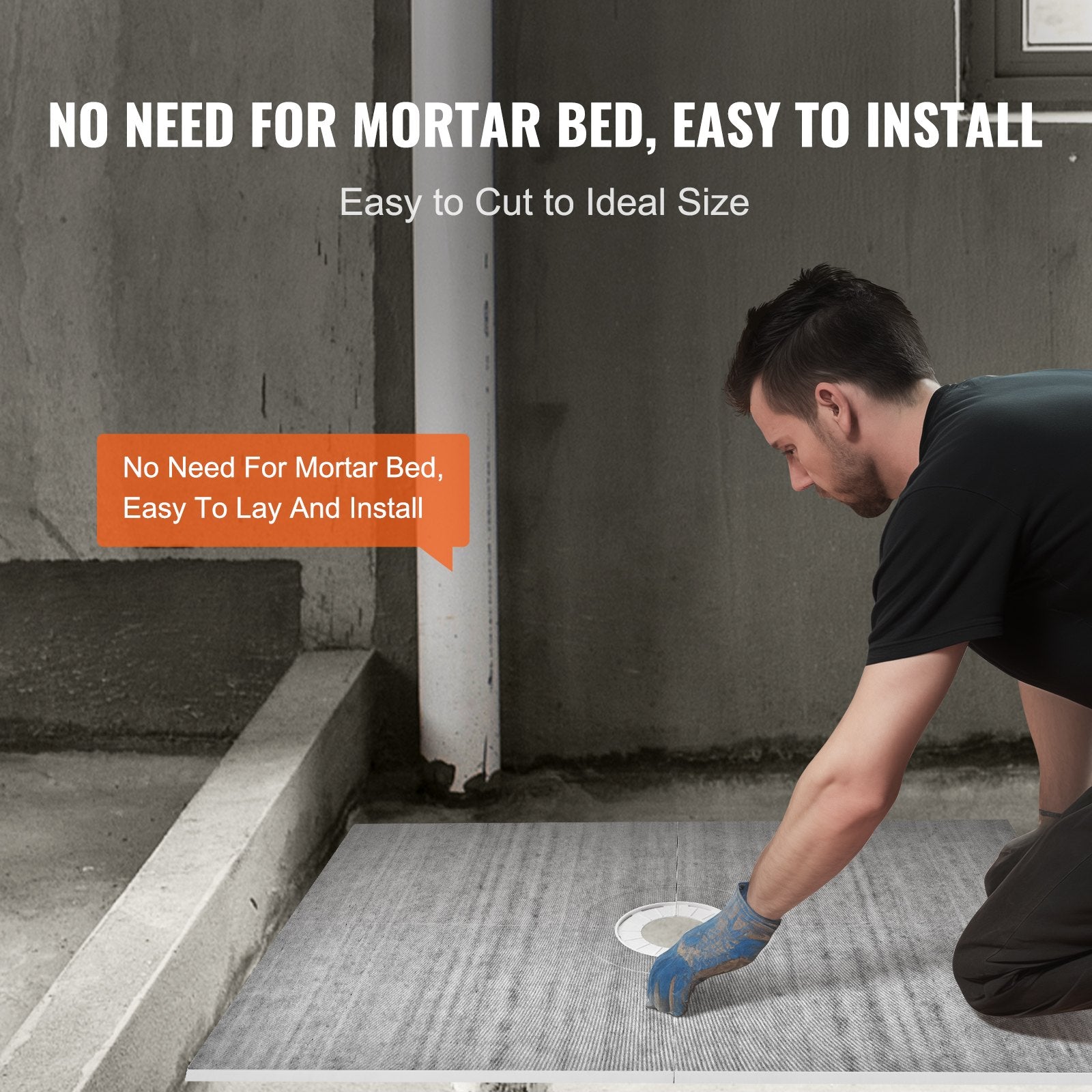Kitchen & Bathroom DIY: VEVOR Shower Curb Kit, 1219x1828mm Shower Pan Kit with 160mm Central Drain, Lightweight EPS Shower Installation Kits with 2 Waterproof Cloths, Shower Pan Slope Sticks Fit for Bathroom