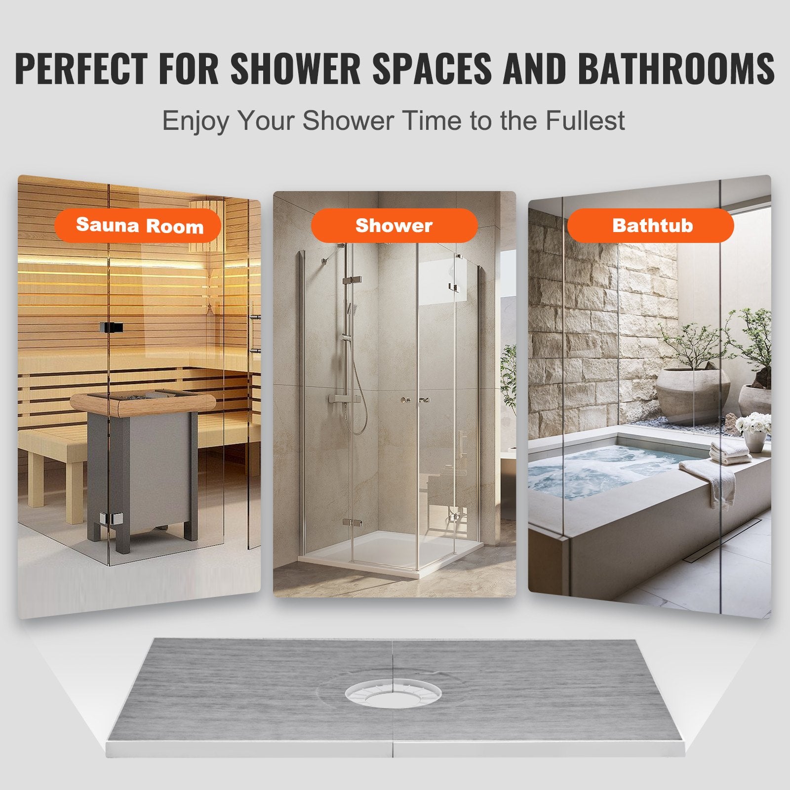 Kitchen & Bathroom DIY: VEVOR Shower Curb Kit, 1219x1828mm Shower Pan Kit with 160mm Central Drain, Lightweight EPS Shower Installation Kits with 2 Waterproof Cloths, Shower Pan Slope Sticks Fit for Bathroom
