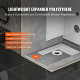 Kitchen & Bathroom DIY: VEVOR Shower Curb Kit, 1524x965mm Shower Pan Kit with 160mm Central Drain, Lightweight EPS Shower Installation Kits with 2 Waterproof Cloths, Shower Pan Slope Sticks Fit for Bathroom