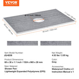 Kitchen & Bathroom DIY: VEVOR Shower Curb Kit, 1524x965mm Shower Pan Kit with 160mm Central Drain, Lightweight EPS Shower Installation Kits with 2 Waterproof Cloths, Shower Pan Slope Sticks Fit for Bathroom
