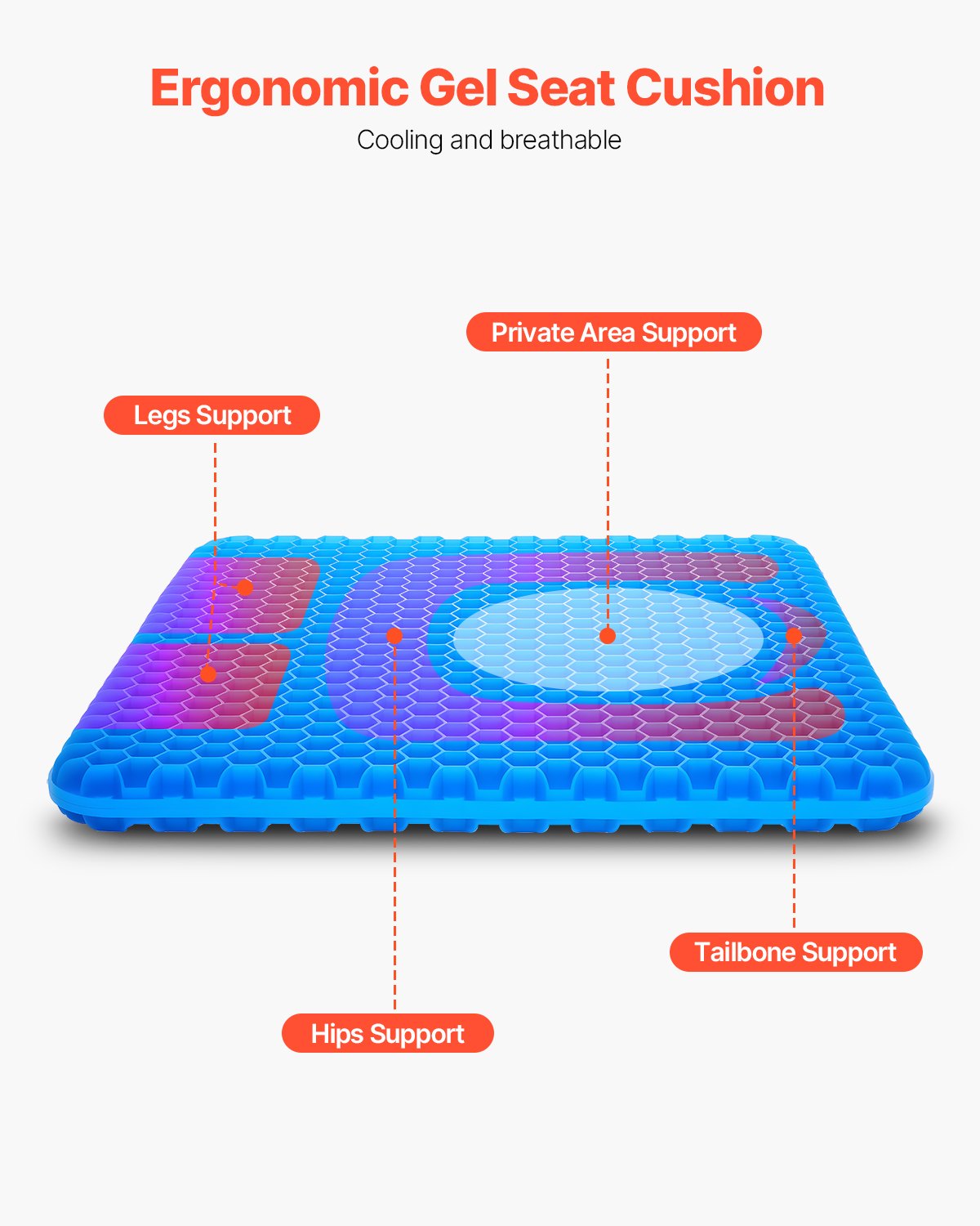 Back Care: VEVOR Seat Cushion Cooling Gel Seat Chair Cushion for Hips Back Pressure Relief
