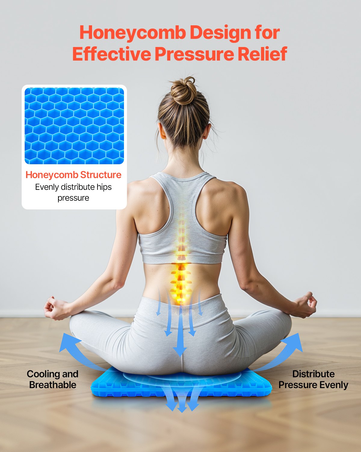 Back Care: VEVOR Seat Cushion Cooling Gel Seat Chair Cushion for Hips Back Pressure Relief