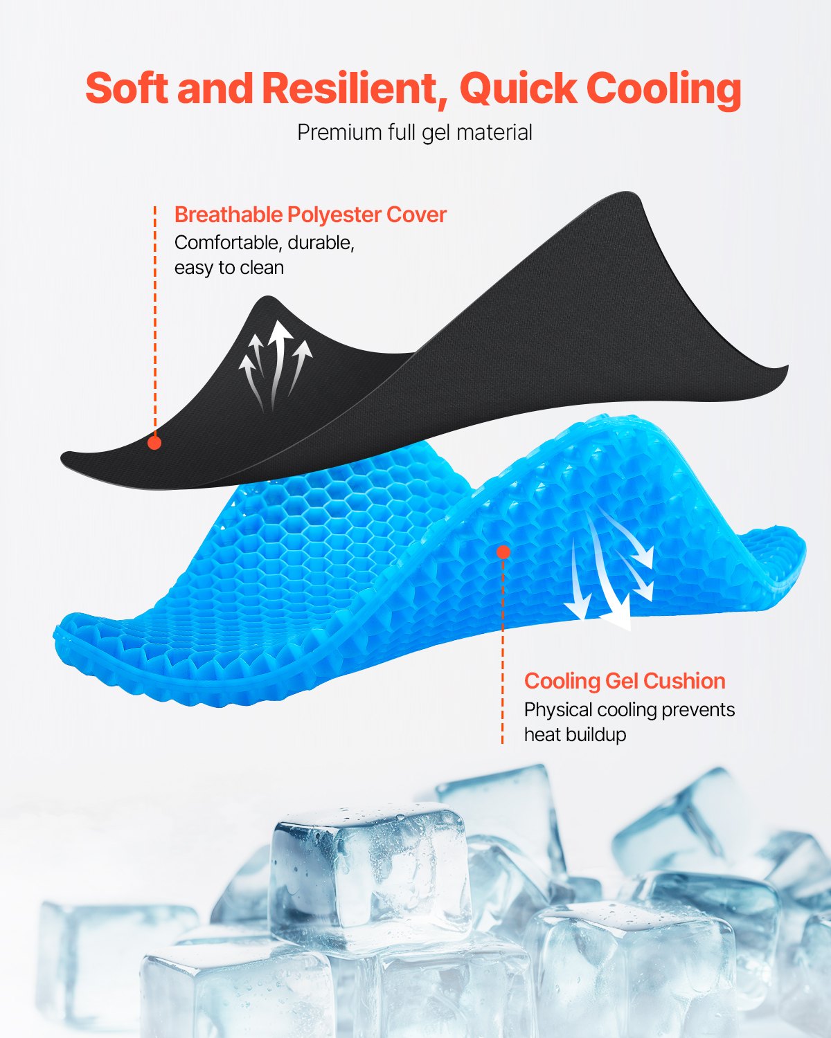 Back Care: VEVOR Seat Cushion Cooling Gel Seat Chair Cushion for Hips Back Pressure Relief