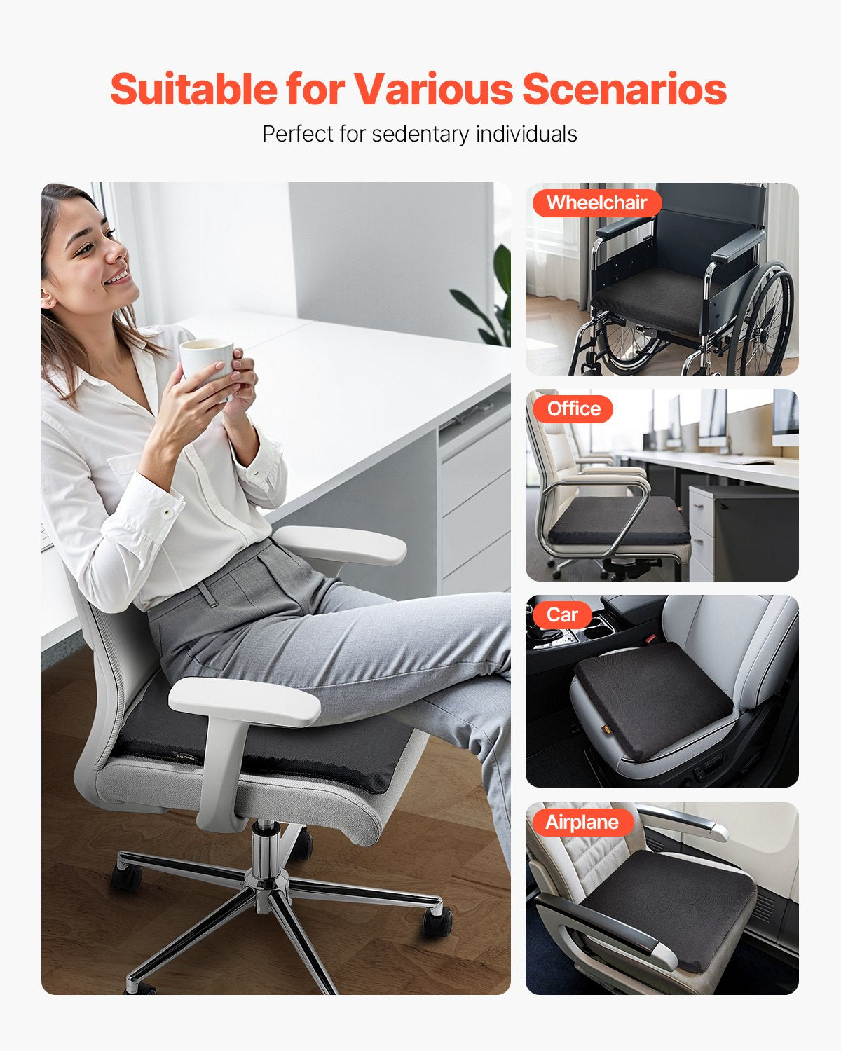 Back Care: VEVOR Seat Cushion Cooling Gel Seat Chair Cushion for Hips Back Pressure Relief