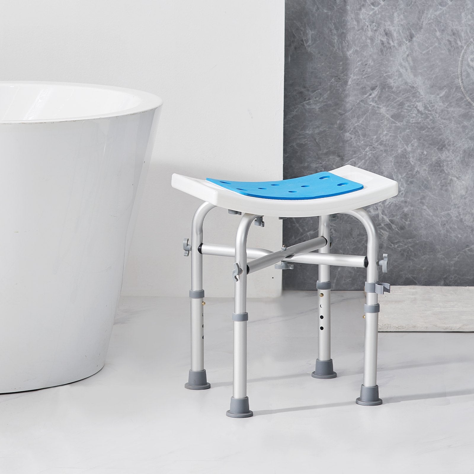 Mobility & Accessibility: VEVOR Shower Chair, Adjustable Height Shower Stool with Crossbar Support, Shower Seat for Inside Shower or Tub, Non-Slip Bench Bathtub Stool Seat for Elderly Disabled Handicap, 226.8 kg Capacity