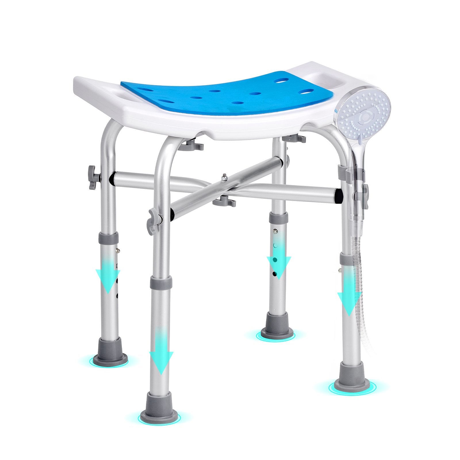 Mobility & Accessibility: VEVOR Shower Chair, Adjustable Height Shower Stool with Crossbar Support, Shower Seat for Inside Shower or Tub, Non-Slip Bench Bathtub Stool Seat for Elderly Disabled Handicap, 226.8 kg Capacity
