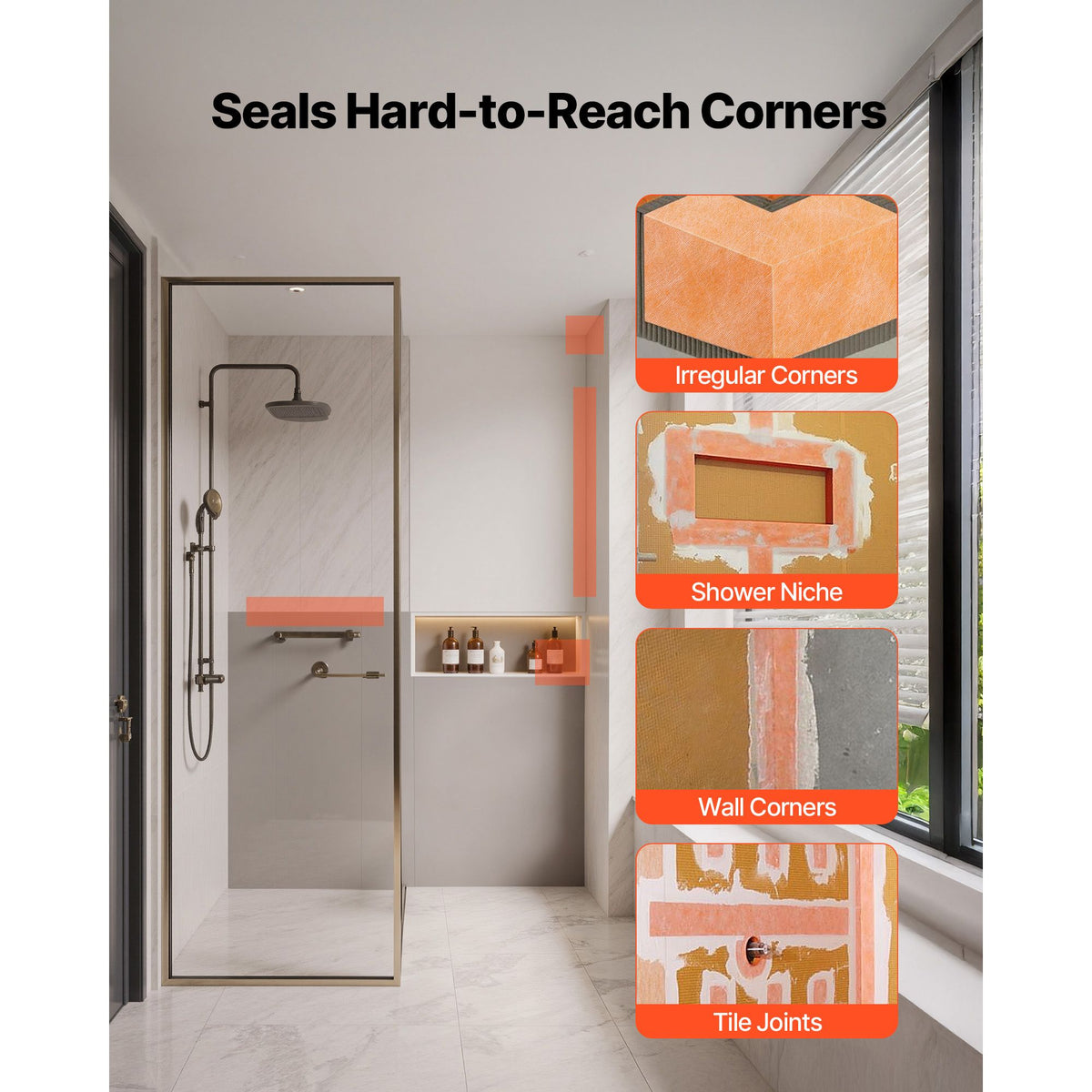 Waterproof Membrane for Shower, 0.13 x 30 m 3.84 m² Waterproofing Tile Membrane, 0.5mm Thick Polyethylene Fabric Roll, Easy to Cut for Bathroom, Kitchen, Sauna, Corners, Niches, Tile Joints
