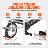 Bicycle Stands & Storage: VEVOR Bike Trailer for Toddlers, Kids, Double Seat, 40 kg Load, 2-In-1 Canopy Carrier Converts to Stroller, Tow Behind Foldable Child Bicycle Trailer with Universal Bicycle Coupler, Orange and Gray