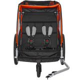 Bicycle Stands & Storage: VEVOR Bike Trailer for Toddlers, Kids, Double Seat, 45 kg Load, 2-In-1 Canopy Carrier Converts to Stroller, Tow Behind Foldable Child Bicycle Trailer with Universal Bicycle Coupler, Orange and Gray