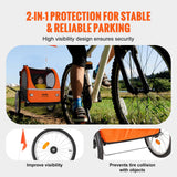Bicycle Stands & Storage: VEVOR Bike Trailer for Toddlers, Kids, Double Seat, 45 kg Load, 2-In-1 Canopy Carrier Converts to Stroller, Tow Behind Foldable Child Bicycle Trailer with Universal Bicycle Coupler, Orange and Gray