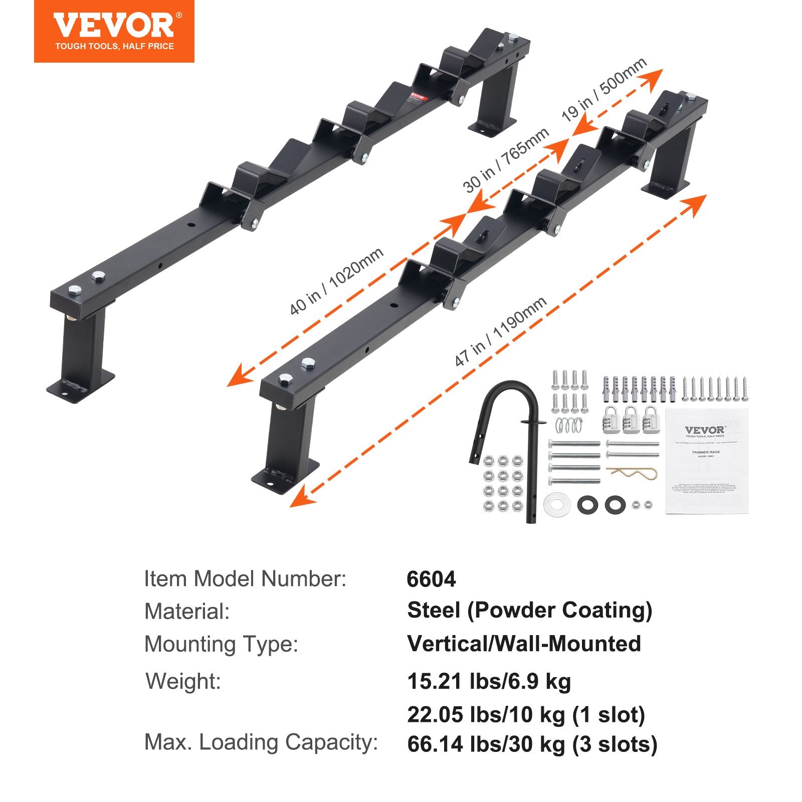 Bicycle Stands & Storage: VEVOR 3-Place Weeder Trimmer Rack Holder for Open Landscape Trailer Lockable