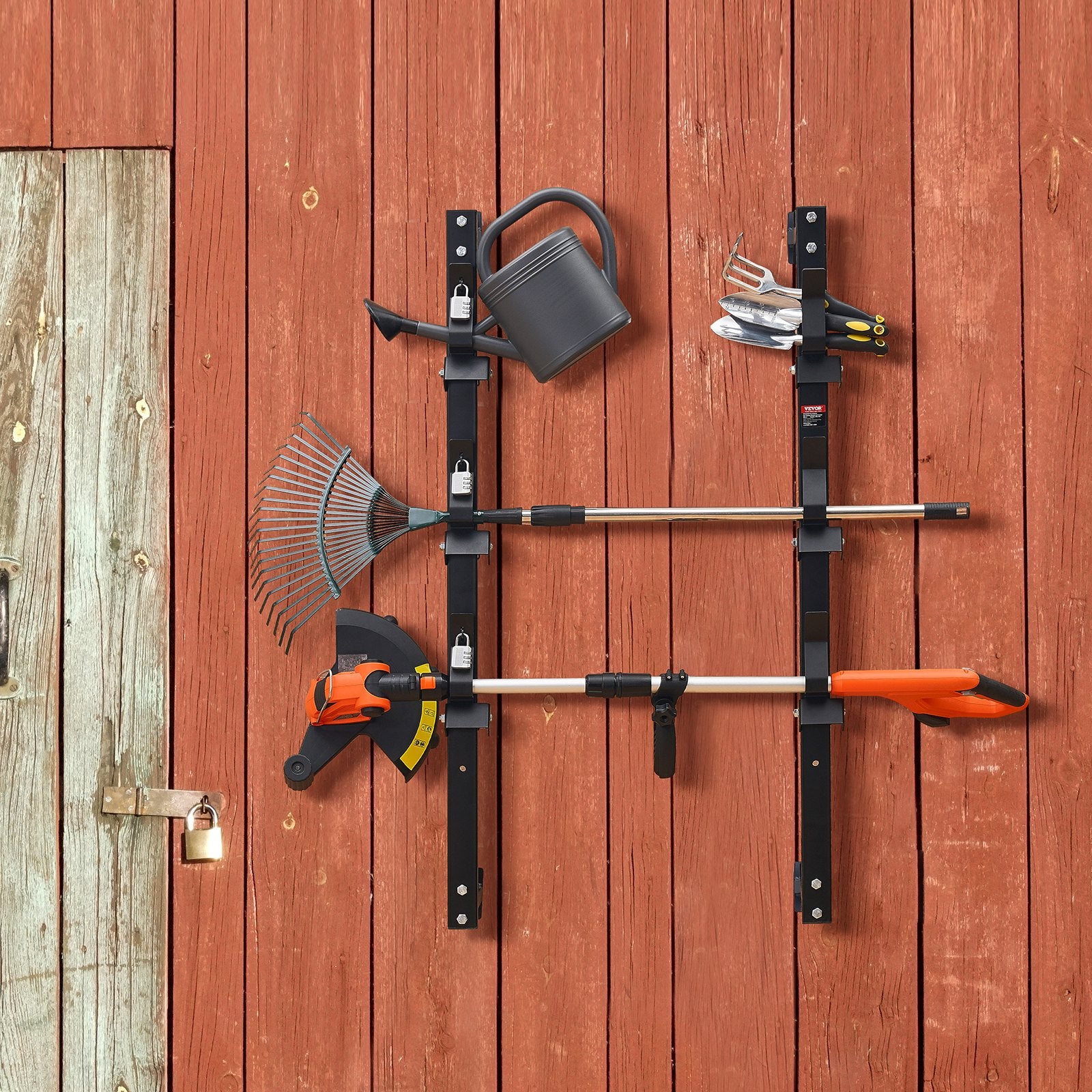 Bicycle Stands & Storage: VEVOR 3-Place Weeder Trimmer Rack Holder for Open Landscape Trailer Lockable