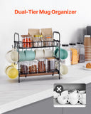 Desk Accessories: VEVOR 2 Tier Coffee Bar Organizer for Countertop w/ 12 Movable Hooks Mug Holder