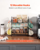 Desk Accessories: VEVOR 2 Tier Coffee Bar Organizer for Countertop w/ 12 Movable Hooks Mug Holder
