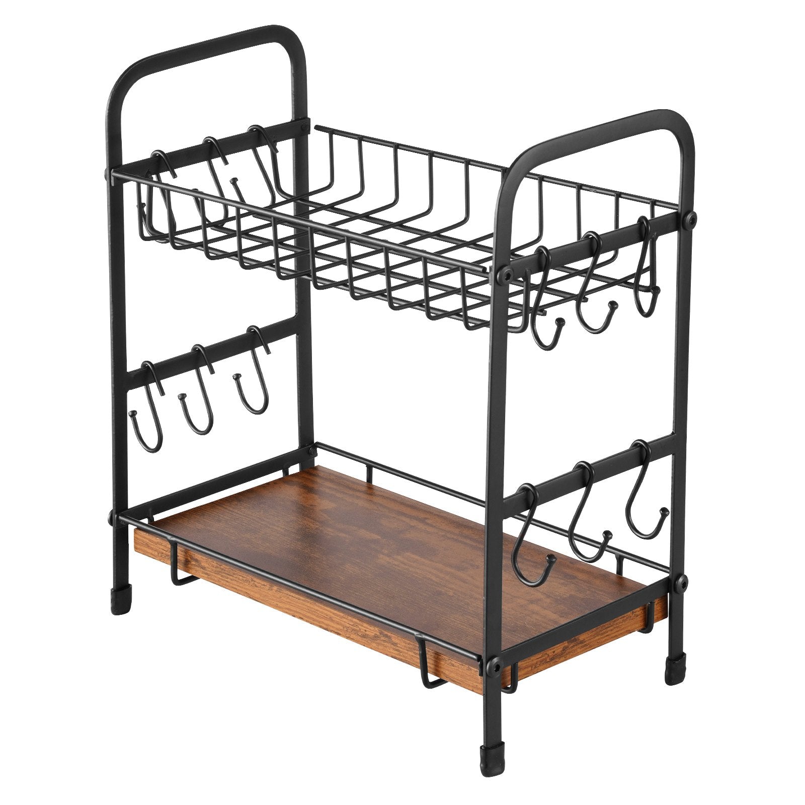 Desk Accessories: VEVOR 2 Tier Coffee Bar Organizer for Countertop w/ 12 Movable Hooks Mug Holder
