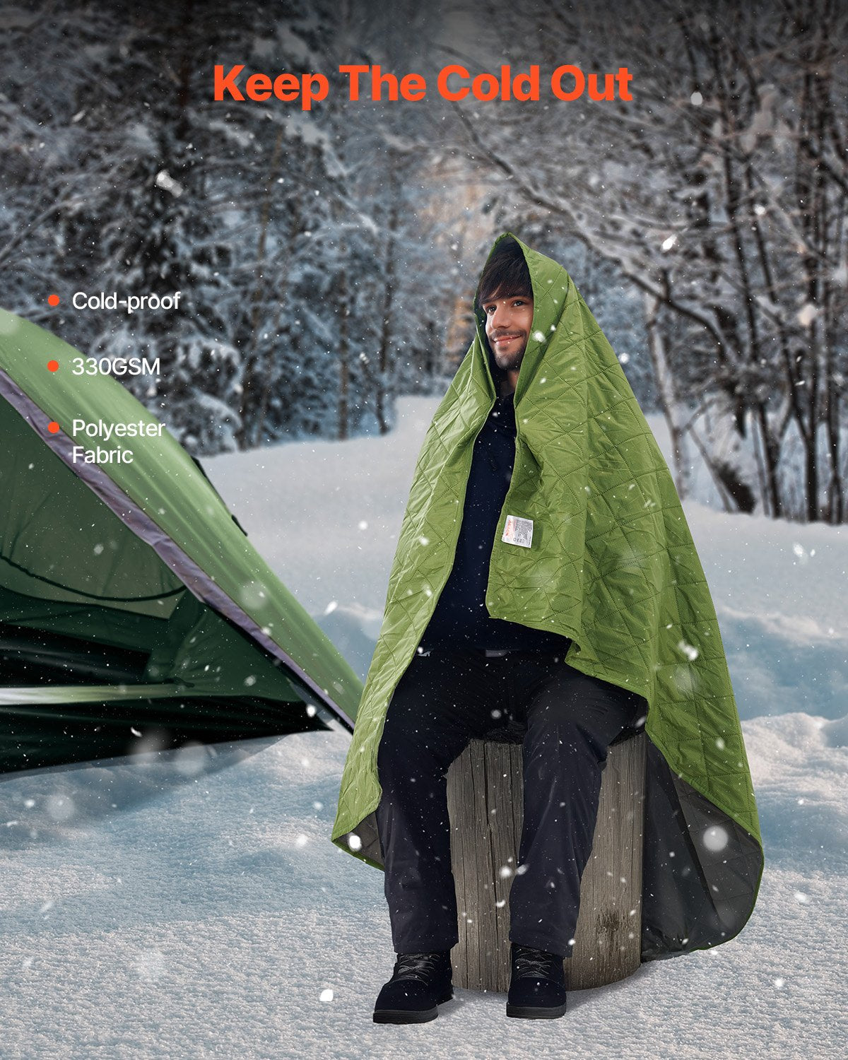 Blankets & Throws: VEVOR Camping Blanket 2.08 m x 1.4 m Warm Stadium Blanket 330GSM Outdoor Travel