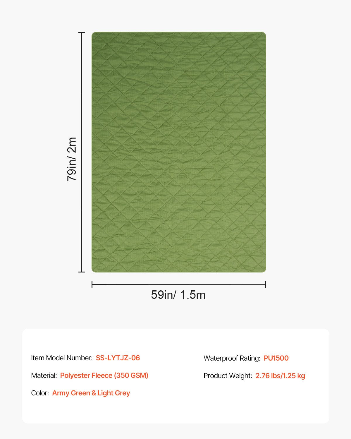 Blankets & Throws: VEVOR Camping Blanket 2.08 m x 1.4 m Warm Stadium Blanket 330GSM Outdoor Travel