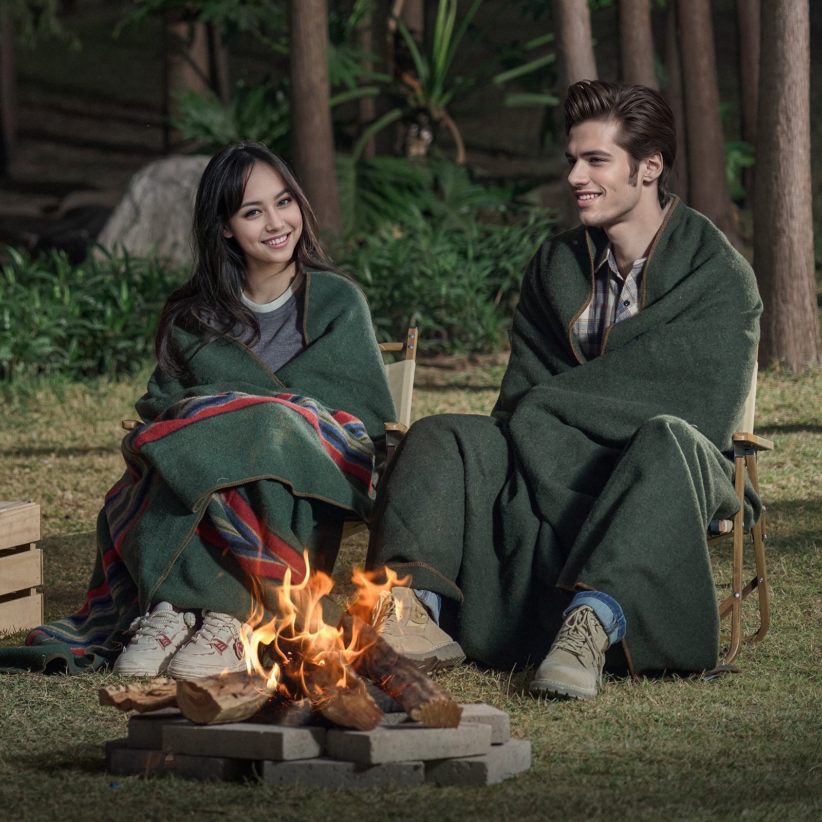 Laptops: VEVOR Wool Camping Blanket, Large Warm Stadium Blanket, Waterproof & Windproof, Flame Retardant, Great for Outdoors, Picnics, Hiking, Sports Events, Travel, 1.62 m x 2.23 m (80% Wool), Army Green