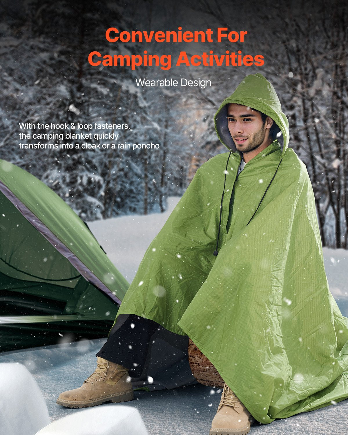 Blankets & Throws: VEVOR Camping Blanket 2 m x 1.5 m Wearable Warm Stadium Blanket Army Green