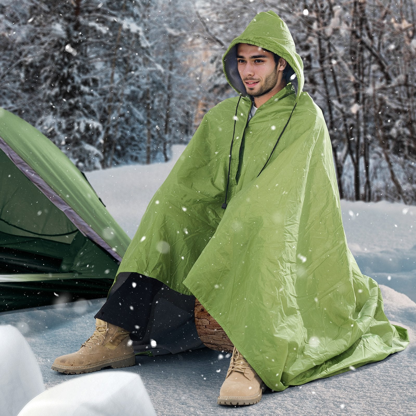 Blankets & Throws: VEVOR Camping Blanket 2 m x 1.5 m Wearable Warm Stadium Blanket Army Green