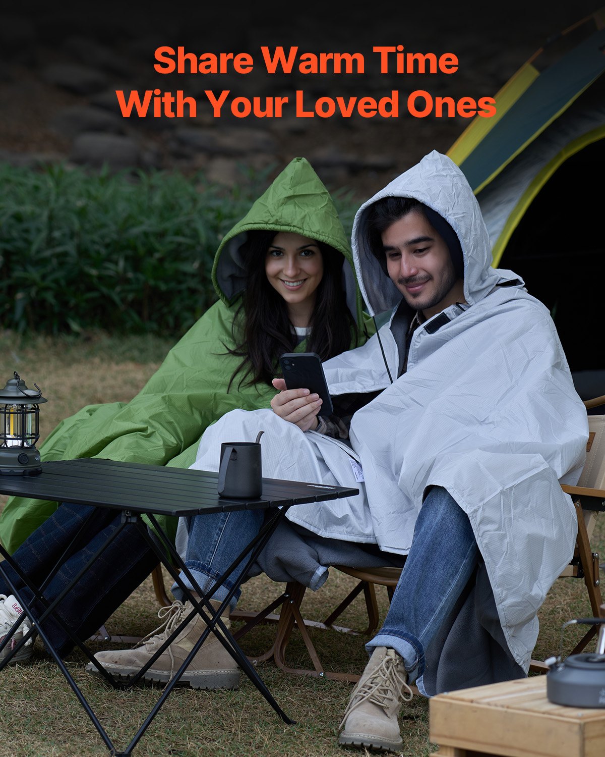 Blankets & Throws: VEVOR Camping Blanket 2 m x 1.5 m Wearable Warm Stadium Blanket Light Grey.