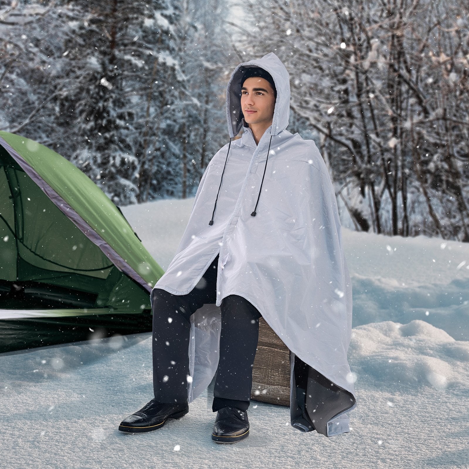 Blankets & Throws: VEVOR Camping Blanket 2 m x 1.5 m Wearable Warm Stadium Blanket Light Grey.