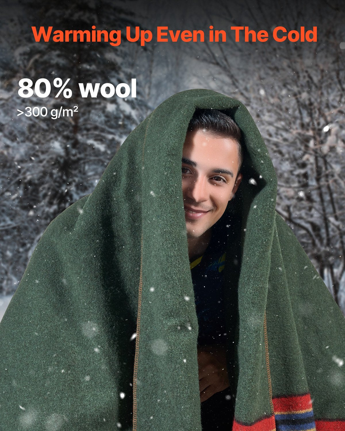 Blankets & Throws: VEVOR Wool Camping Blanket 1.62 m x 2.23 m for Camping Hiking Travel Texture
