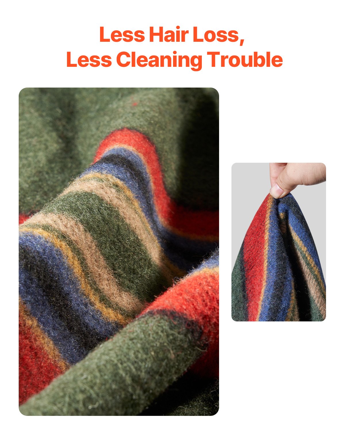 Blankets & Throws: VEVOR Wool Camping Blanket 1.62 m x 2.23 m for Camping Hiking Travel Texture