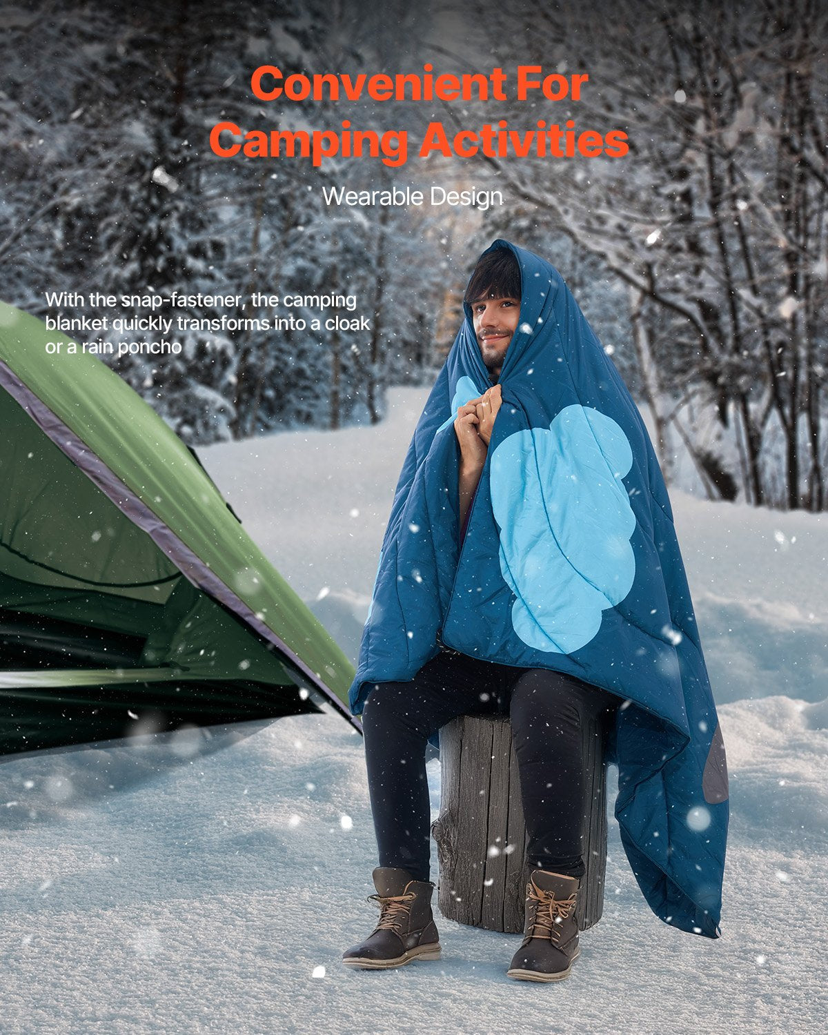 Blankets & Throws: VEVOR Camping Blanket 1.9 m x 1.32 m Wearable Warm Stadium Blanket Outdoor