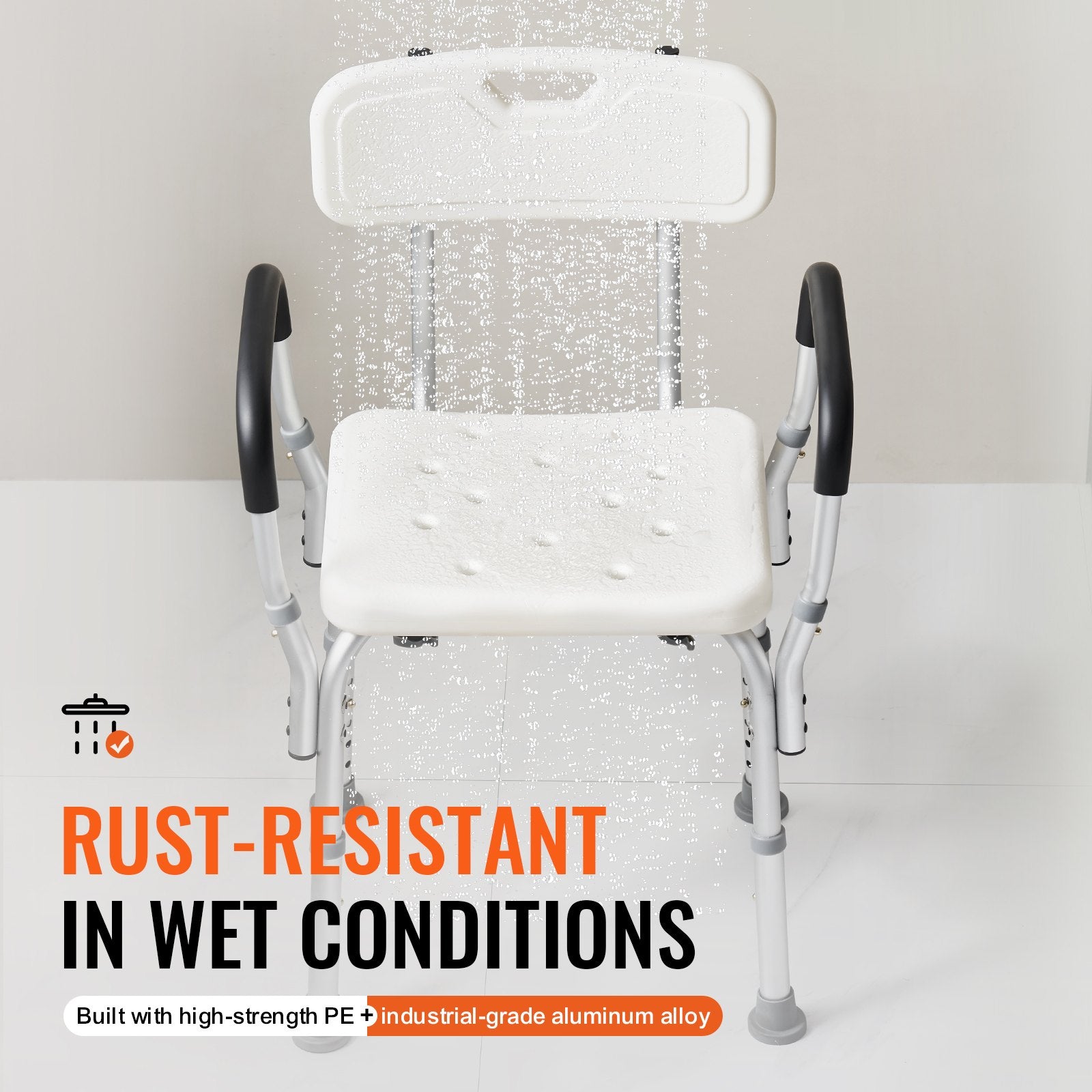 Mobility & Accessibility: VEVOR Shower Chair, Shower Seat with Back, Adjustable Height Shower Stool, Shower Chair for Inside Shower Bathtub, Non-slip Bathroom Bench Bath Chair for Elderly Disabled Handicap, 158.8 kg Capacity