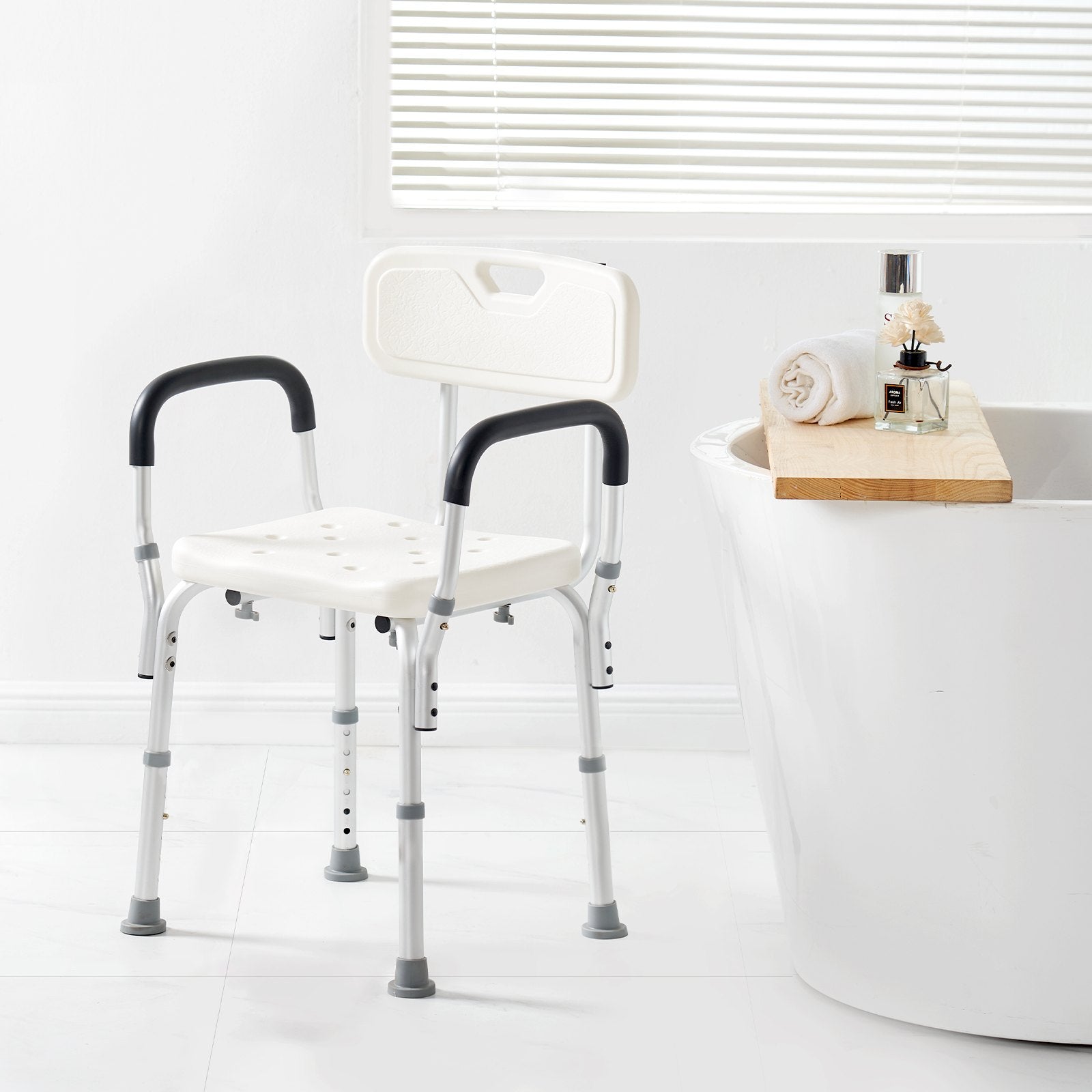 Mobility & Accessibility: VEVOR Shower Chair, Shower Seat with Back, Adjustable Height Shower Stool, Shower Chair for Inside Shower Bathtub, Non-slip Bathroom Bench Bath Chair for Elderly Disabled Handicap, 158.8 kg Capacity