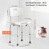 Mobility & Accessibility: VEVOR Shower Chair, Shower Seat with Back, Adjustable Height Shower Stool, Shower Chair for Inside Shower Bathtub, Non-slip Bathroom Bench Bath Chair for Elderly Disabled Handicap, 158.8 kg Capacity