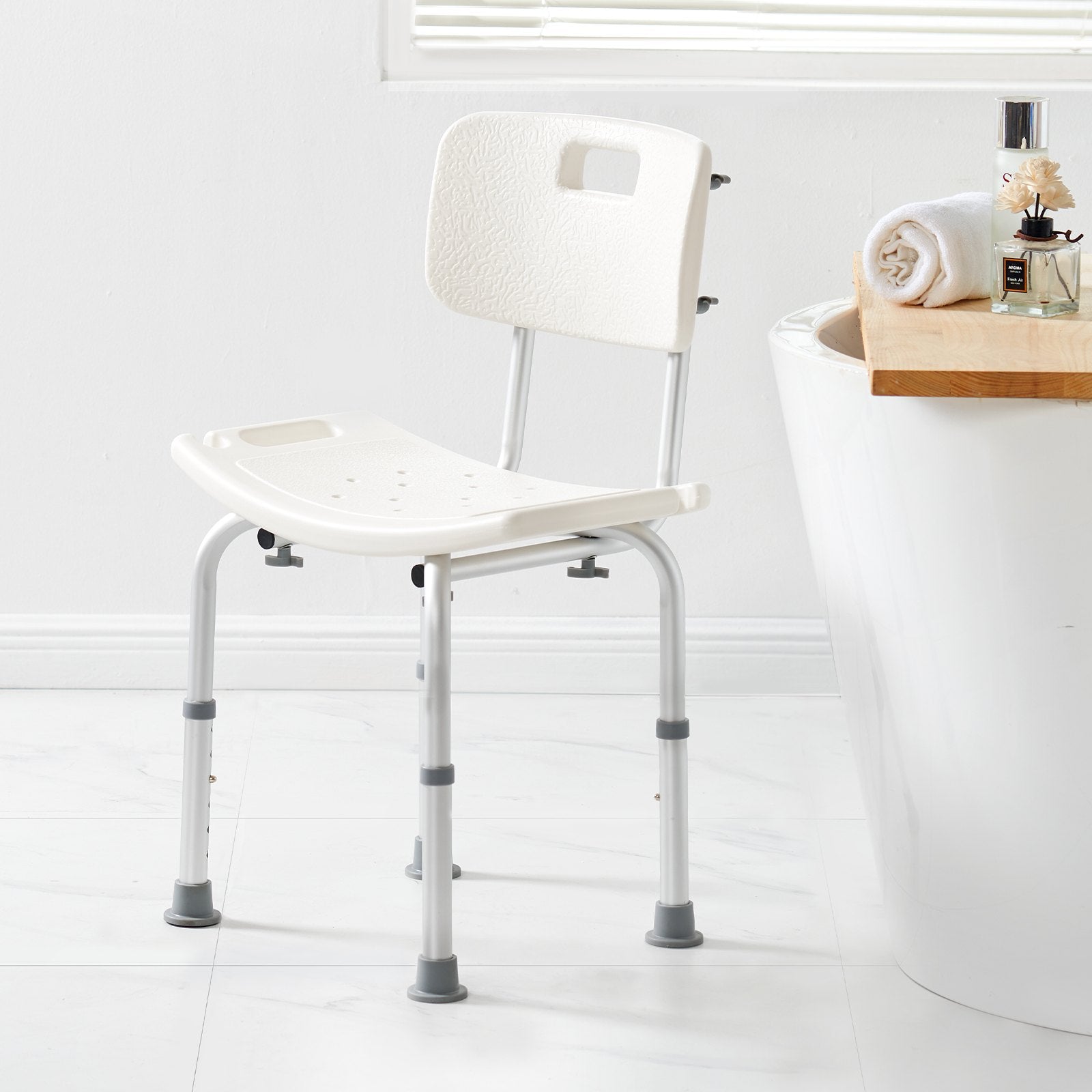 Mobility & Accessibility: VEVOR Shower Chair, Shower Seat with Back, Adjustable Height Shower Stool, Shower Chair for Inside Shower Bathtub, Non-slip Bathroom Bench Bath Chair for Elderly Disabled Handicap, 158.8 kg Capacity