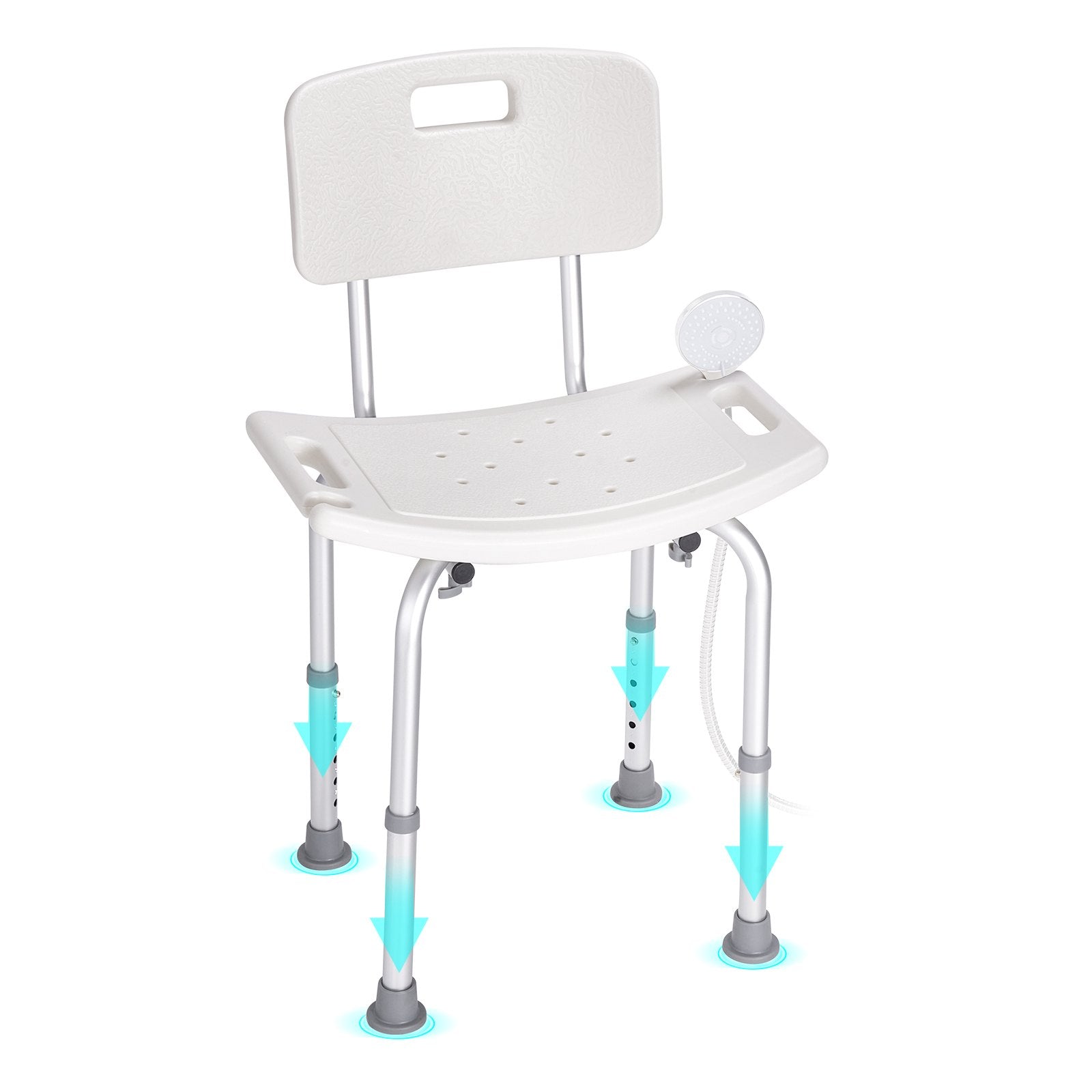 Mobility & Accessibility: VEVOR Shower Chair, Shower Seat with Back, Adjustable Height Shower Stool, Shower Chair for Inside Shower Bathtub, Non-slip Bathroom Bench Bath Chair for Elderly Disabled Handicap, 158.8 kg Capacity