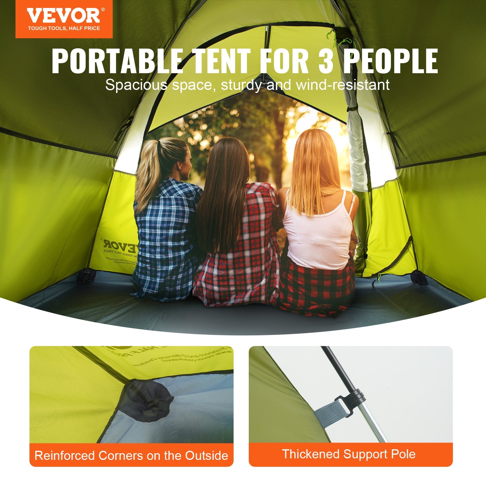 Tents: VEVOR Camping Tent, 7 x 7 x 4 ft Fit for 6 Person, Waterproof Lightweight Backpacking Tent, Easy Setup, with Door and Window, for Outdoor Family Camping, Hiking, Hunting, Mountaineering Travel