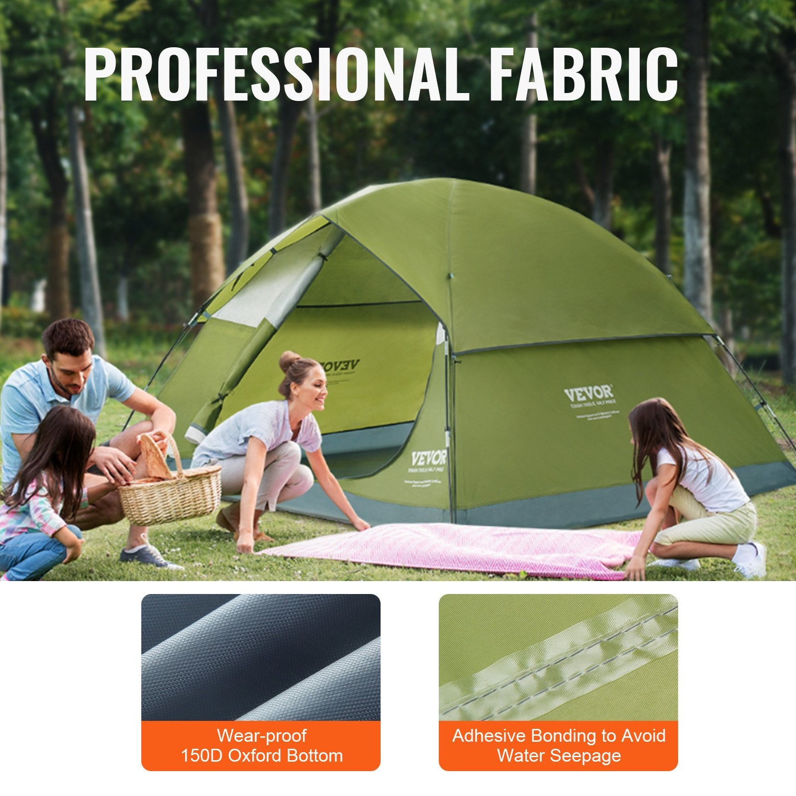 Tents: VEVOR Camping Tent, 7 x 7 x 4 ft Fit for 6 Person, Waterproof Lightweight Backpacking Tent, Easy Setup, with Door and Window, for Outdoor Family Camping, Hiking, Hunting, Mountaineering Travel