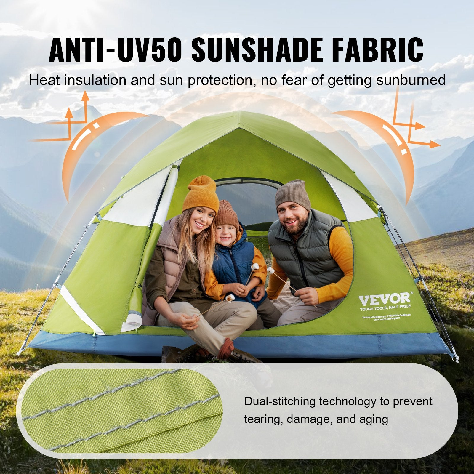 Tents: VEVOR Camping Tent, 7 x 7 x 4 ft Fit for 6 Person, Waterproof Lightweight Backpacking Tent, Easy Setup, with Door and Window, for Outdoor Family Camping, Hiking, Hunting, Mountaineering Travel