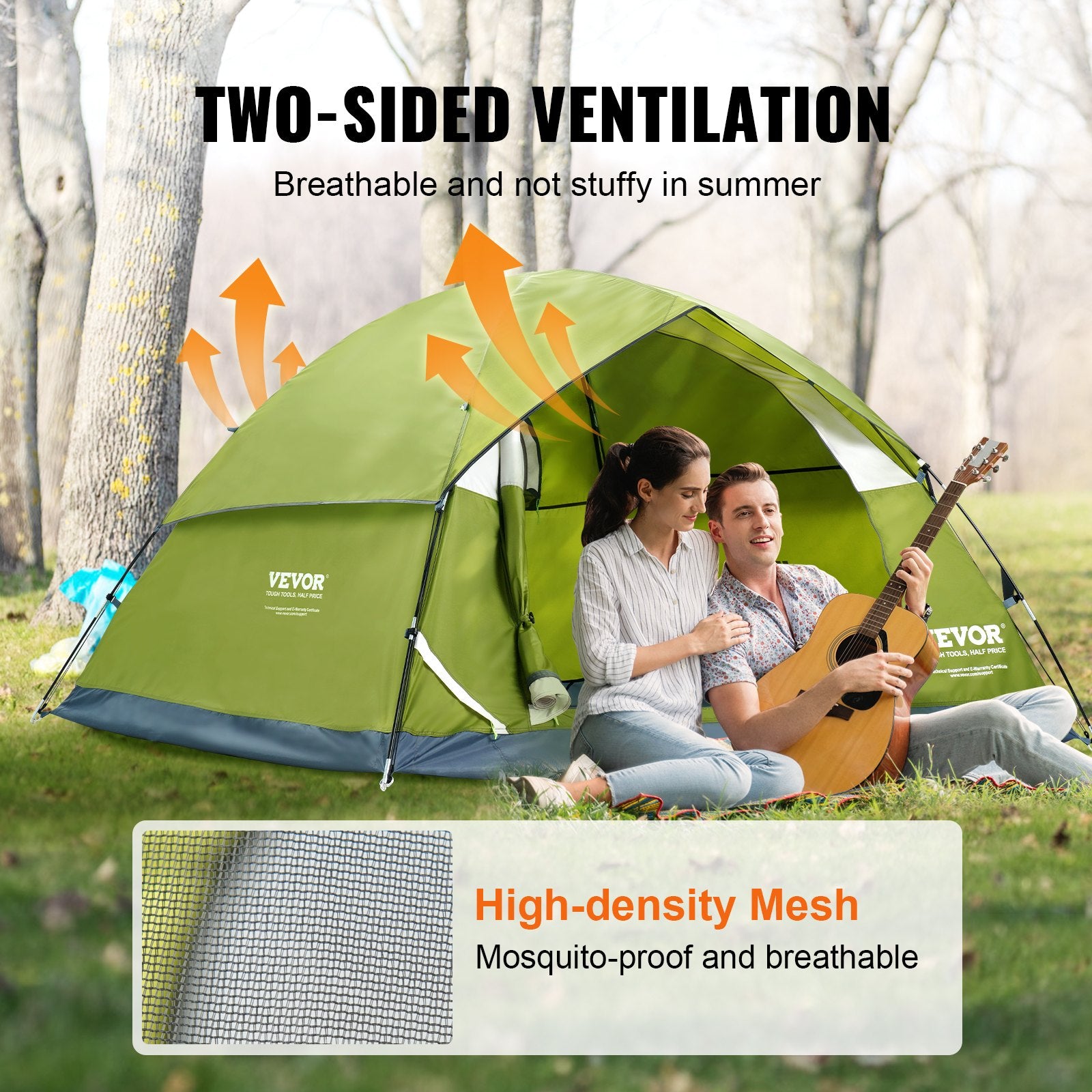 Tents: VEVOR Camping Tent, 7 x 7 x 4 ft Fit for 6 Person, Waterproof Lightweight Backpacking Tent, Easy Setup, with Door and Window, for Outdoor Family Camping, Hiking, Hunting, Mountaineering Travel