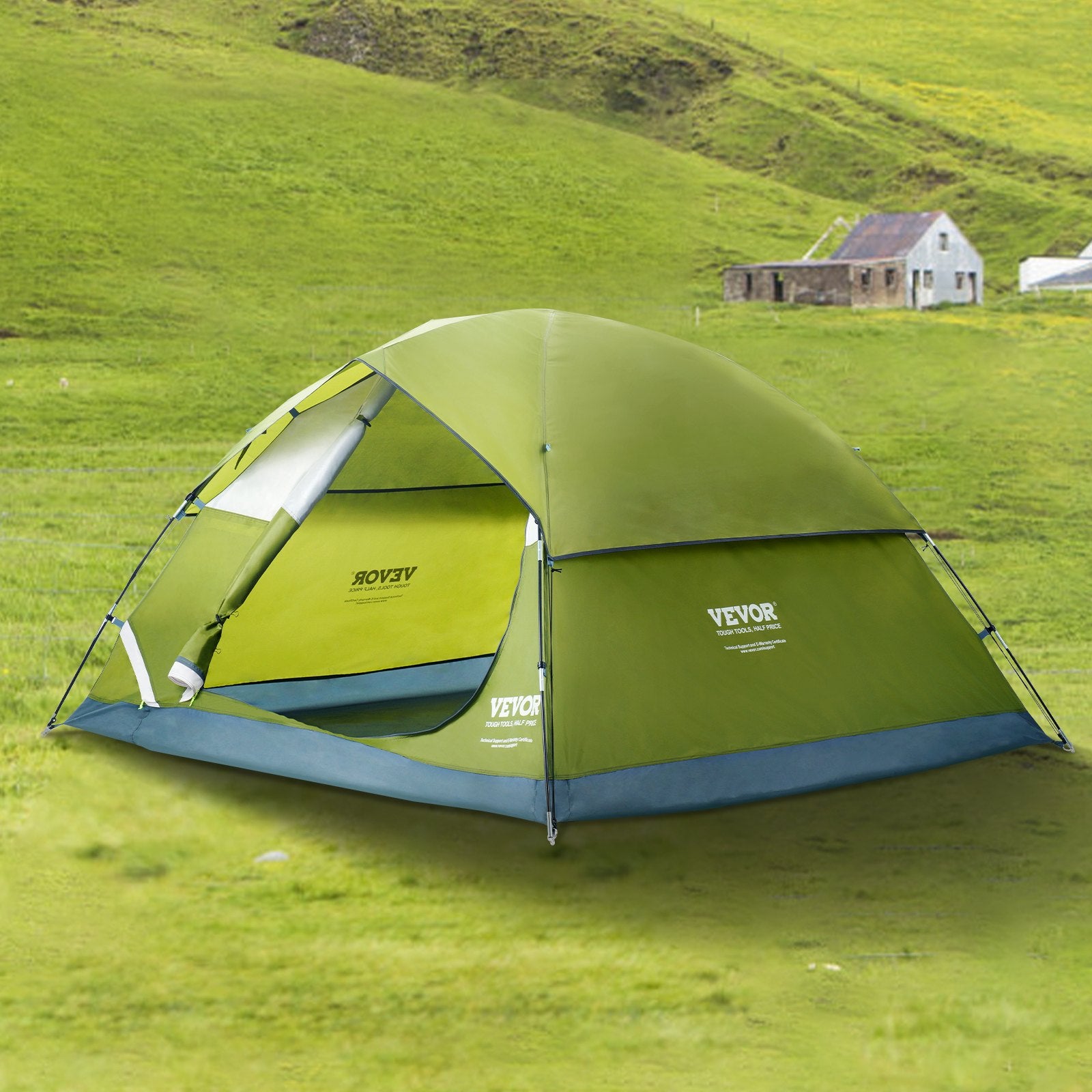 Tents: VEVOR Camping Tent, 7 x 7 x 4 ft Fit for 6 Person, Waterproof Lightweight Backpacking Tent, Easy Setup, with Door and Window, for Outdoor Family Camping, Hiking, Hunting, Mountaineering Travel