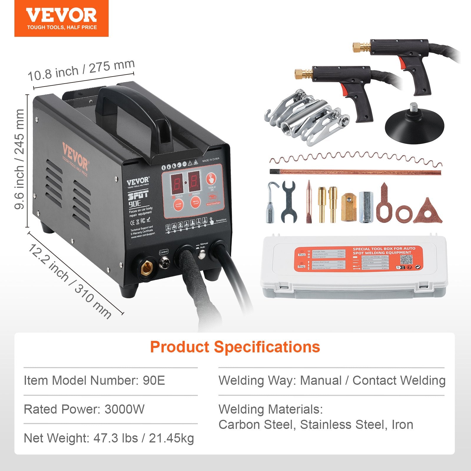 Automotive Repair & Speciality Tools: VEVOR Spot Welder Dent Puller 3KW Stud Welder Dent Repair Kit with 2 Welding Gun