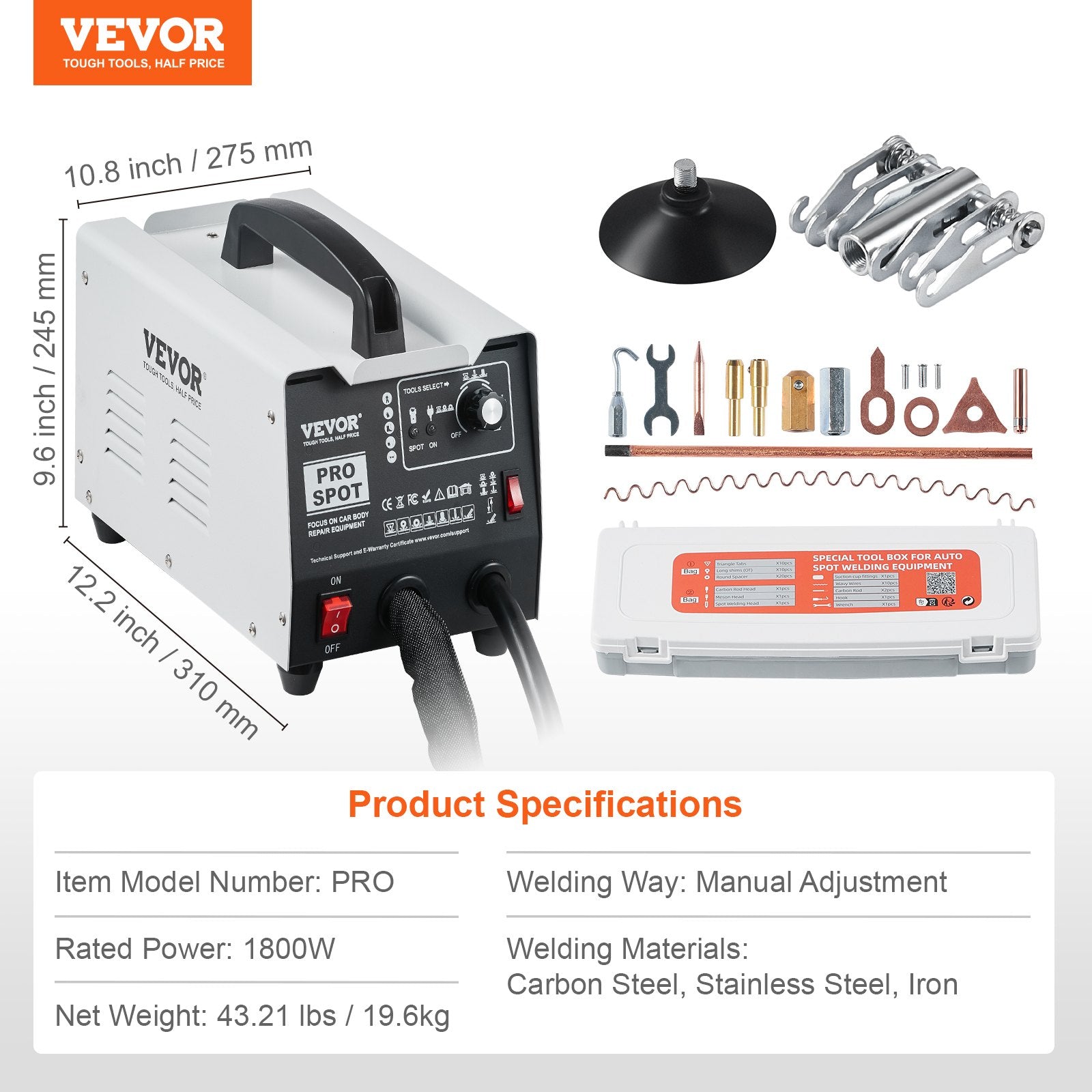 Automotive Repair & Speciality Tools: VEVOR Stud Welder Dent Repair Kit Spot Welding Dent Puller Machine with 7 Modes