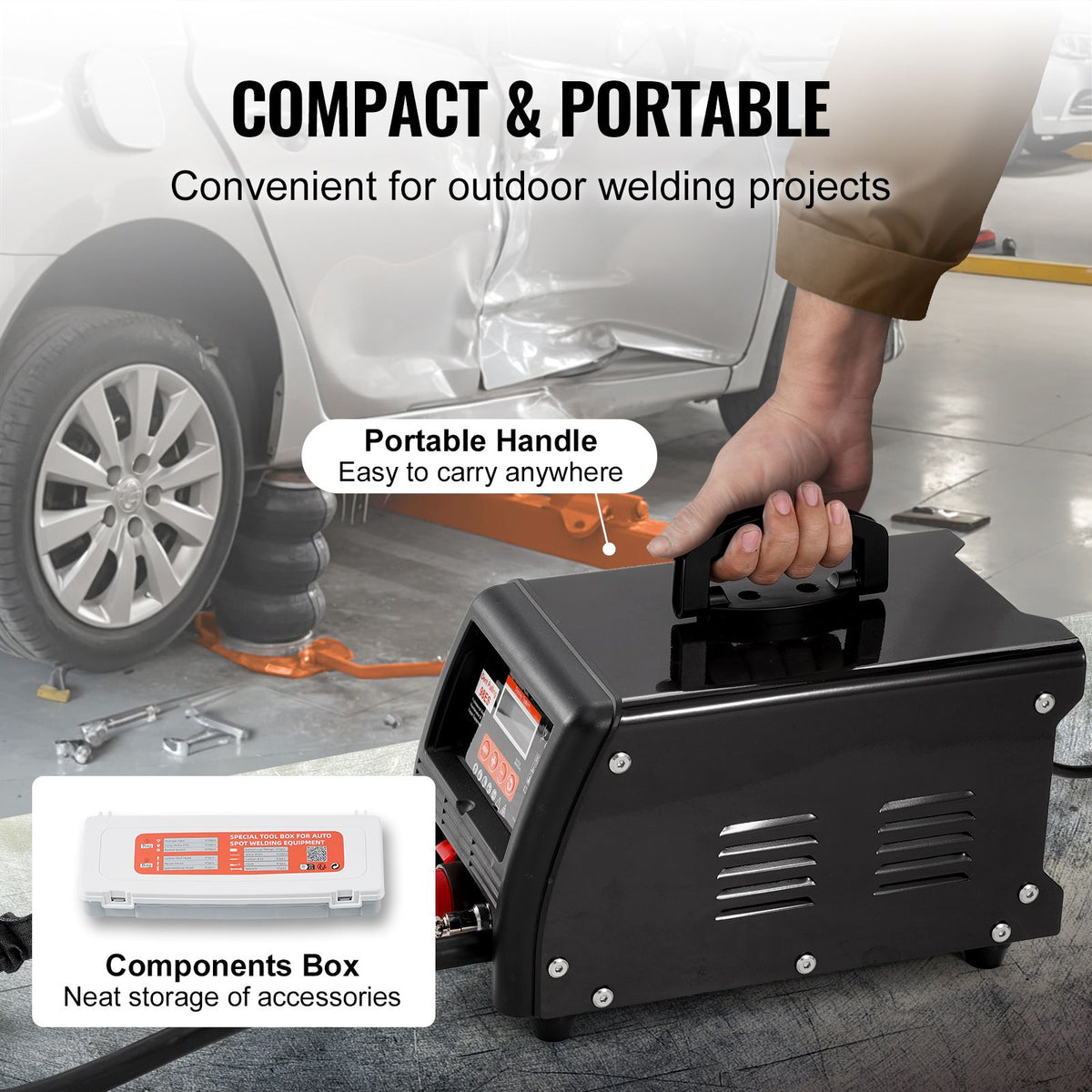 Stud Welder Dent Repair Kit, 3KW Spot Welder Dent Puller with Auto/Manual Welding & 9 Versatile Modes, Auto Body Spot Welding Dent Puller Machine for Car, Truck Dent Repair