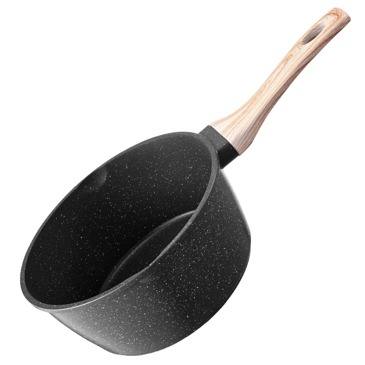 2.5 QT Saucepan, Nonstick Saucepan with Tempered Glass Lid, Multipurpose Cooking Sauce Pot with Detachable Handle, Sauce Pan Small Kitchen Cooking Pot with Coating, Induction Compatible, Black